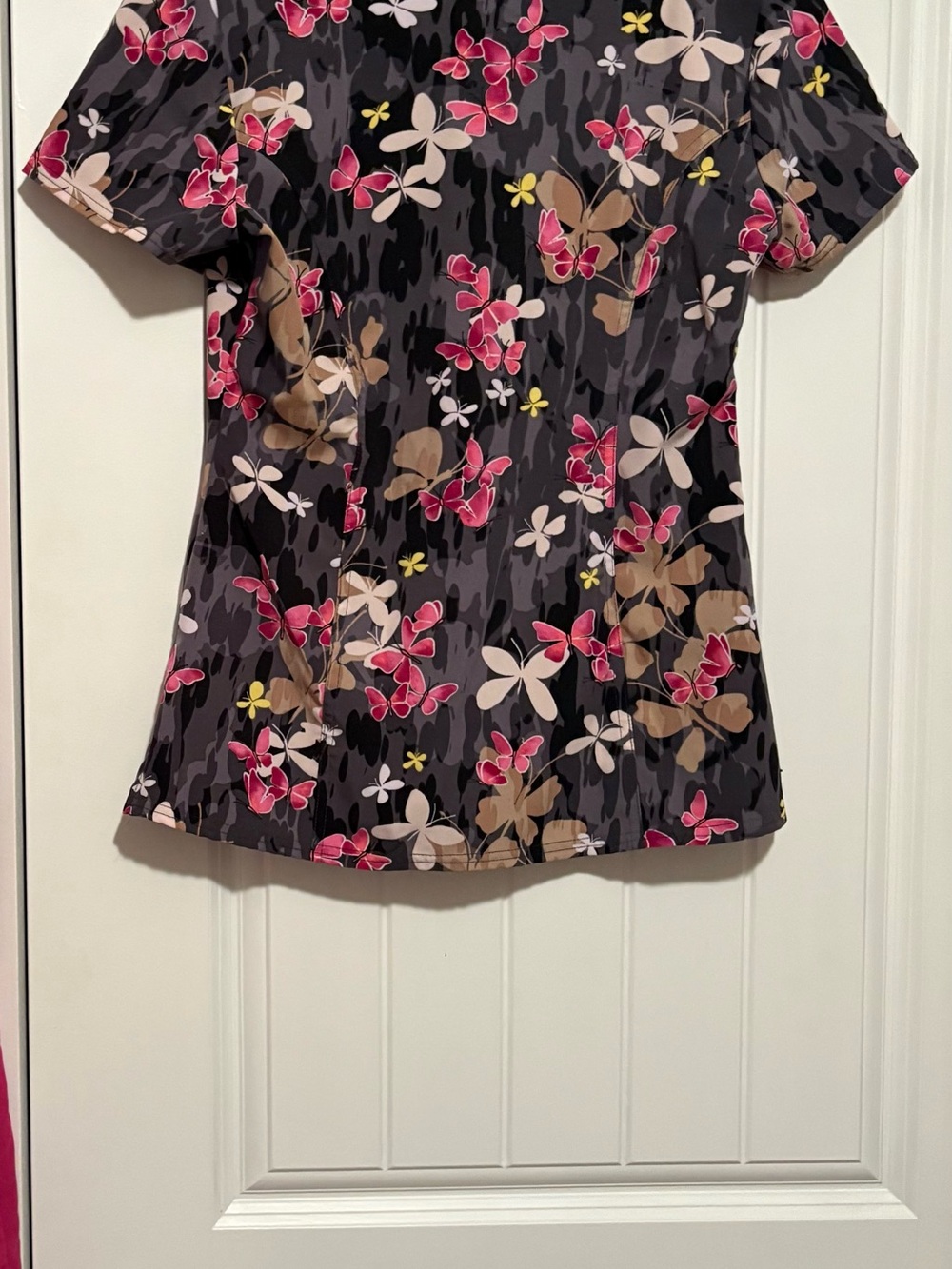 Dickies Floral Print V-Neck Scrub Top XS - Picture 2 of 2